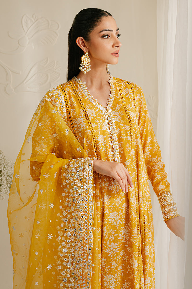 ELFIN RADIANT-3PC SILK EMBROIDERED SUIT | WEDDING UNSTITCHED | CROSS STITCH in UK USA UAE online kapraye.com