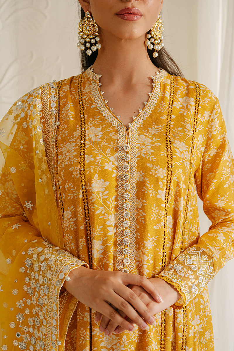 ELFIN RADIANT-3PC SILK EMBROIDERED SUIT | WEDDING UNSTITCHED | CROSS STITCH in UK USA UAE online kapraye.com