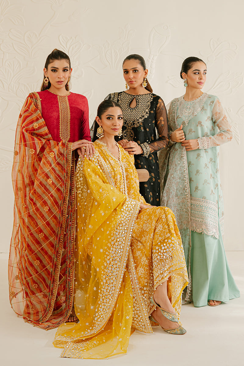 PRISTINE MINT-4PC ORGANZA EMBROIDERED SUIT | WEDDING UNSTITCHED | CROSS STITCH in UK USA UAE online kapraye.com