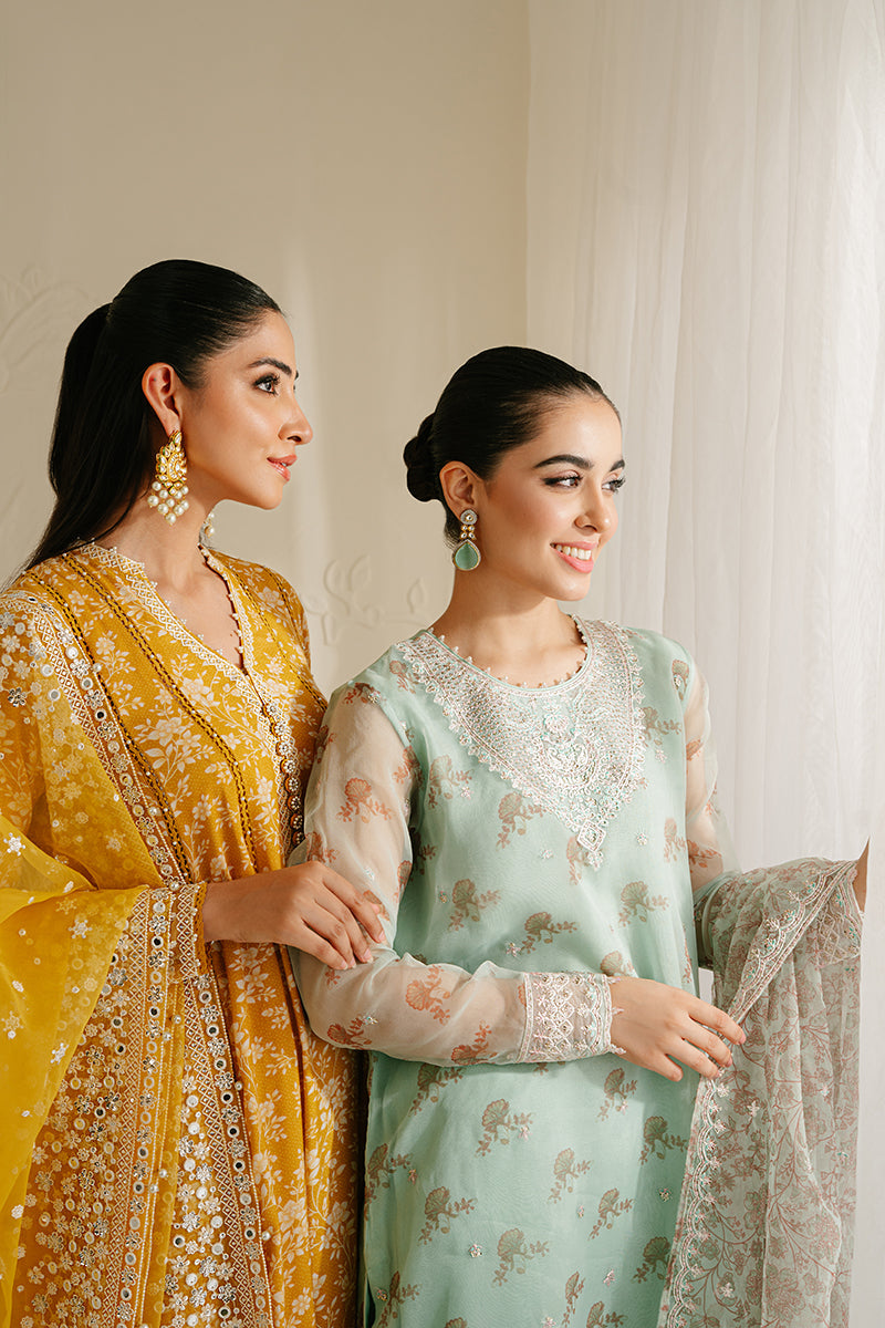 PRISTINE MINT-4PC ORGANZA EMBROIDERED SUIT | WEDDING UNSTITCHED | CROSS STITCH in UK USA UAE online kapraye.com