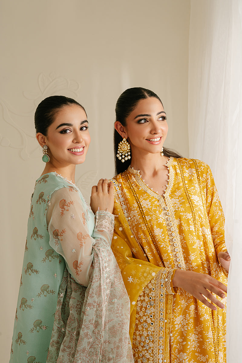 ELFIN RADIANT-3PC SILK EMBROIDERED SUIT | WEDDING UNSTITCHED | CROSS STITCH in UK USA UAE online kapraye.com