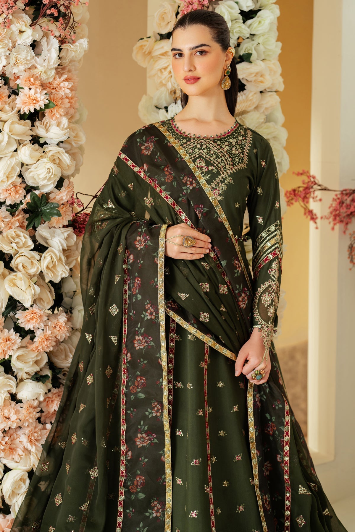 AF-RS-03-Pine | Luxe - Luxury Raw Silk | Alizeh Fashion in UK USA UAE online kapraye.com