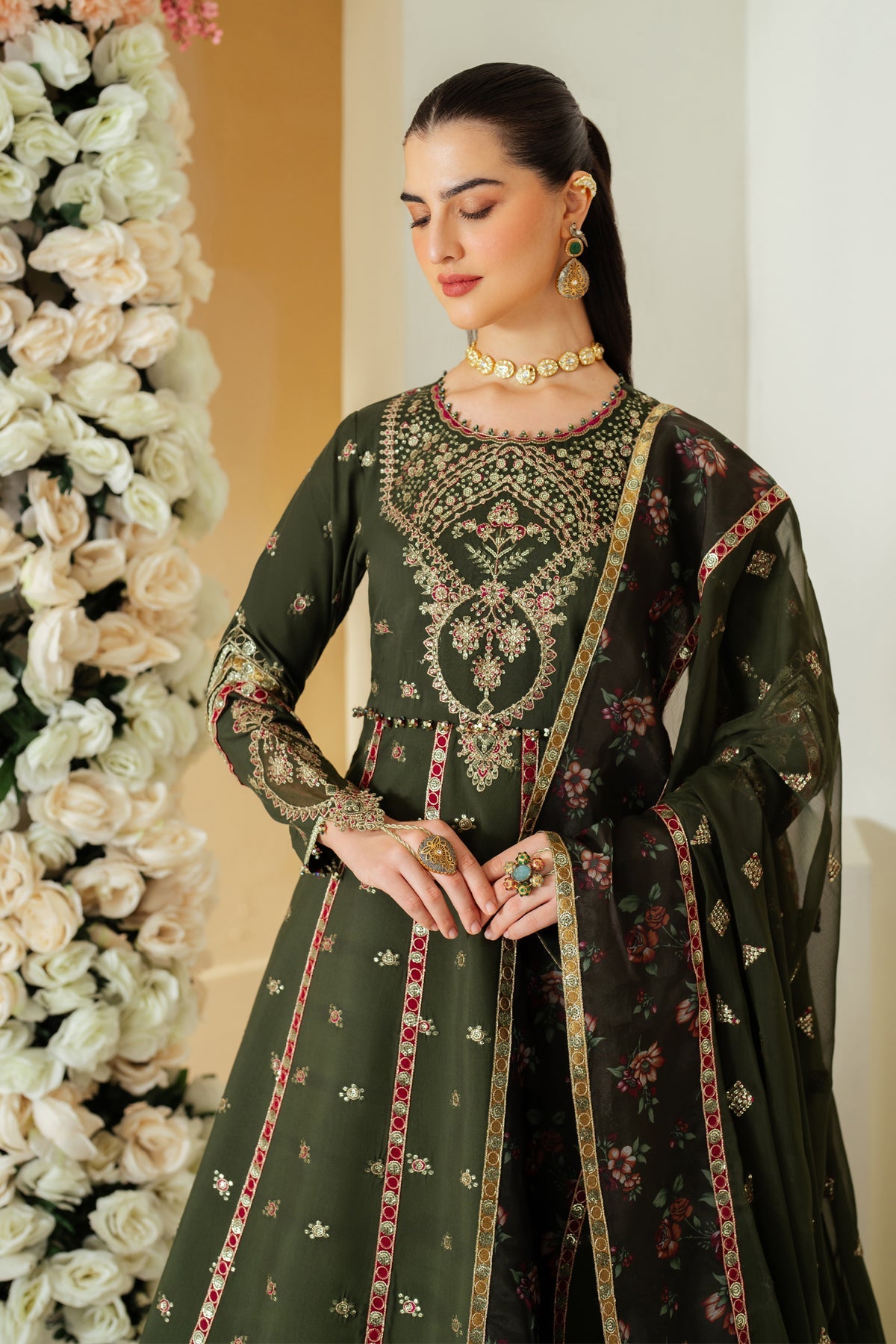 AF-RS-03-Pine | Luxe - Luxury Raw Silk | Alizeh Fashion in UK USA UAE online kapraye.com