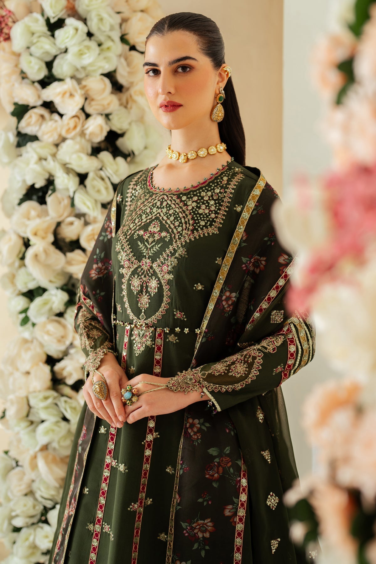 AF-RS-03-Pine | Luxe - Luxury Raw Silk | Alizeh Fashion in UK USA UAE online kapraye.com