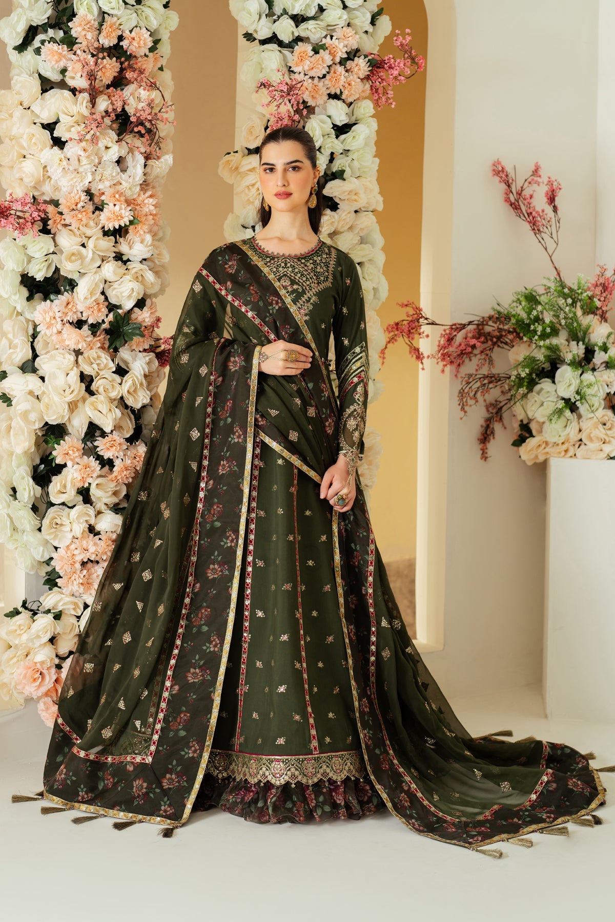 AF-RS-03-Pine | Luxe - Luxury Raw Silk | Alizeh Fashion in UK USA UAE online kapraye.com