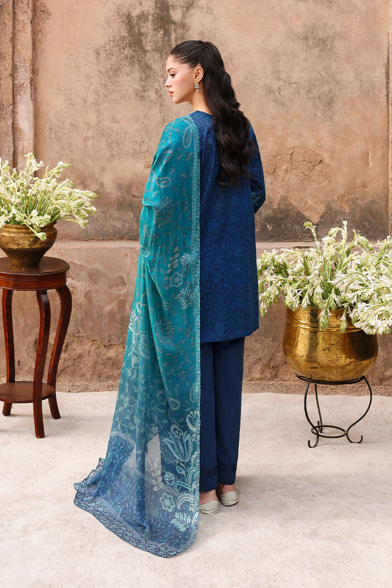 PRUSSIAN WAVES-3PC PRINTED LAWN SUIT | EID LAWN '26 | CROSS STITCH