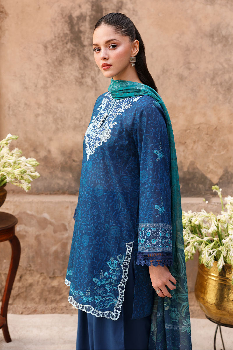 PRUSSIAN WAVES-3PC PRINTED LAWN SUIT | EID LAWN '26 | CROSS STITCH
