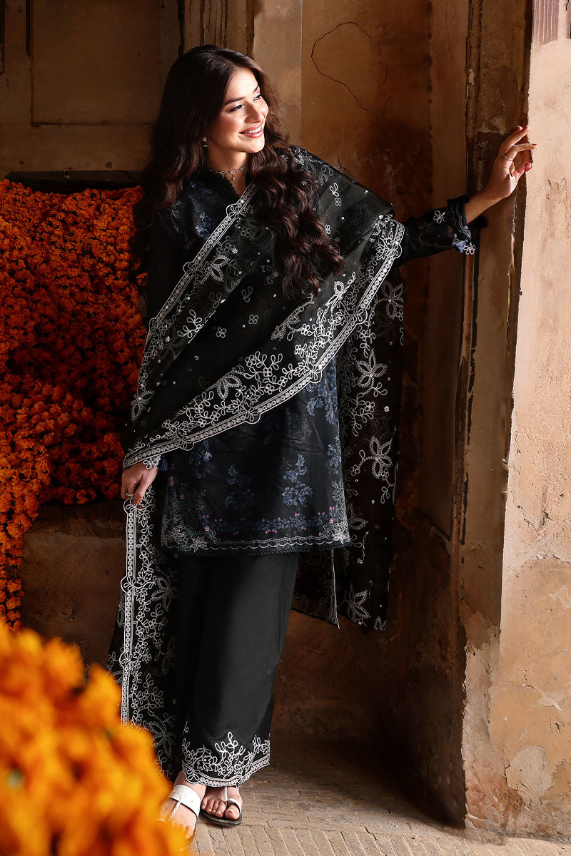 NOIR ESSENCE-3PC PRINTED & EMBROIDERED LAWN SUIT | EID LAWN '26 | CROSS STITCH