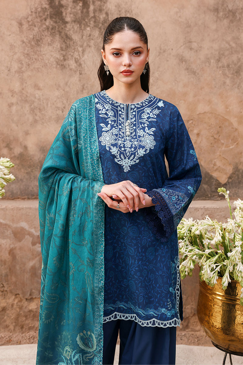 PRUSSIAN WAVES-3PC PRINTED LAWN SUIT | EID LAWN '26 | CROSS STITCH