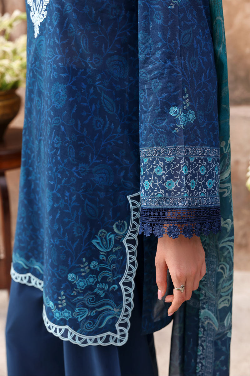 PRUSSIAN WAVES-3PC PRINTED LAWN SUIT | EID LAWN '26 | CROSS STITCH