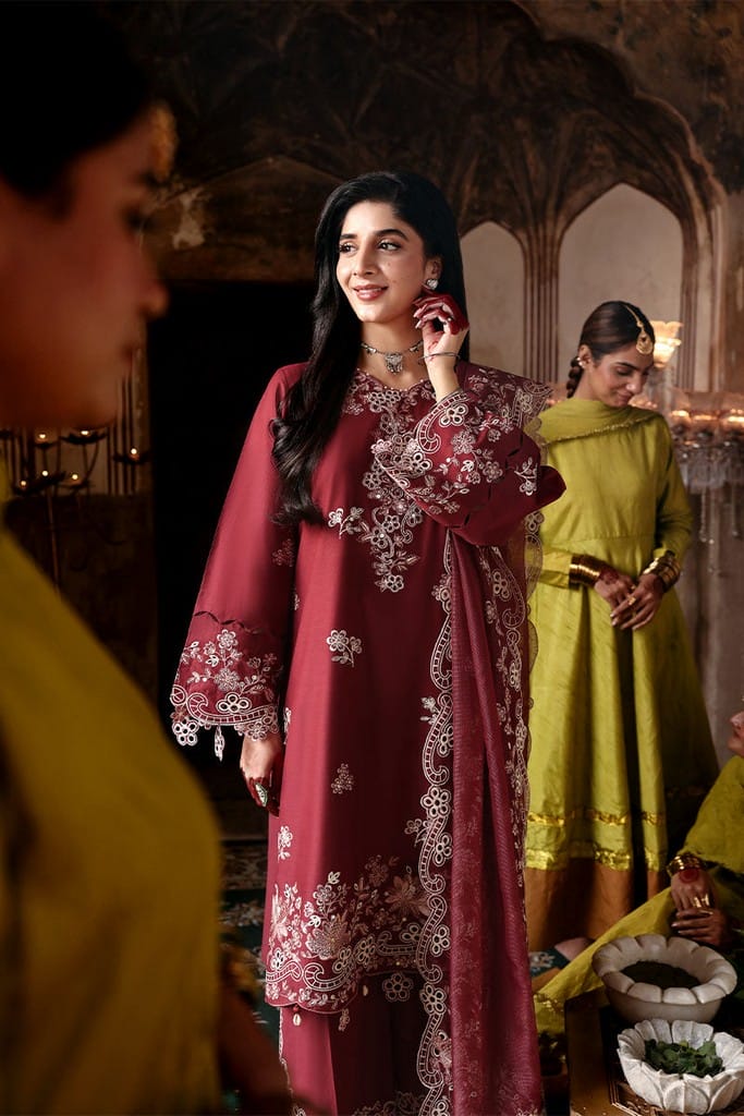 CRIMSON DRAPE-3PC EMBROIDERED LAWN SUIT | EID LAWN '26 | CROSS STITCH