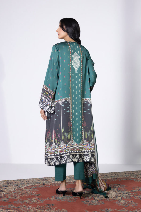 3 Piece - Printed Satin Suit || SILK || SAPPHIRE in UK USA UAE online kapraye.com