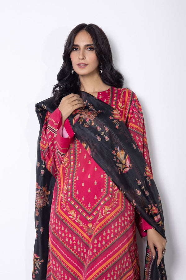 3 Piece - Printed Satin Suit || SILK || SAPPHIRE in UK USA UAE online kapraye.com