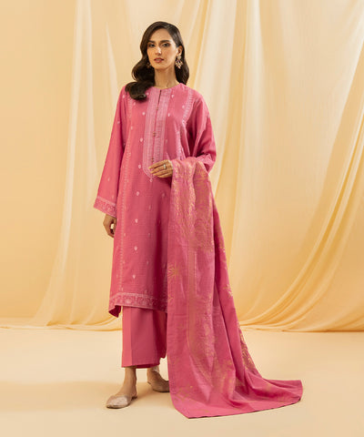 2 PIECE - DYED EMBROIDERED COTTON DOBBY SUIT | JACQUARD EID EDITION | SAPPHIRE in UK USA UAE online kapraye.com