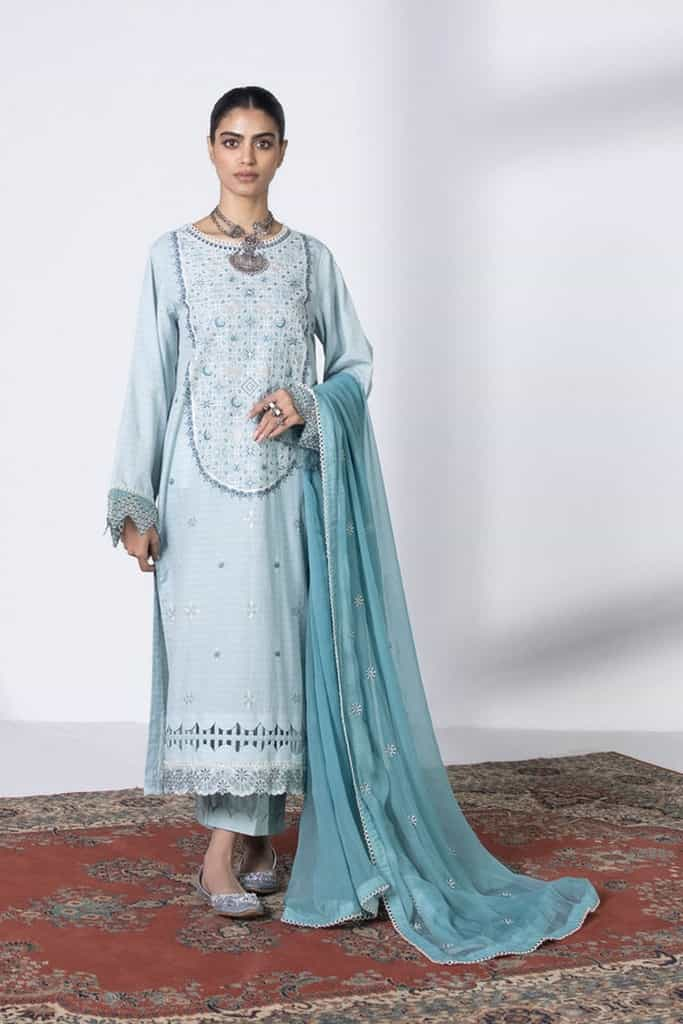 3 Piece - Embroidered Dobby Suit || SIGNATURE || SAPPHIRE in UK USA UAE online kapraye.com