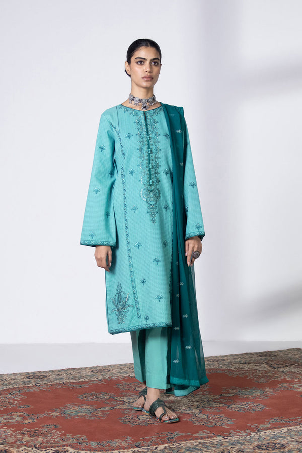 3 Piece - Embroidered Dobby Suit || SIGNATURE || SAPPHIRE in UK USA UAE online kapraye.com