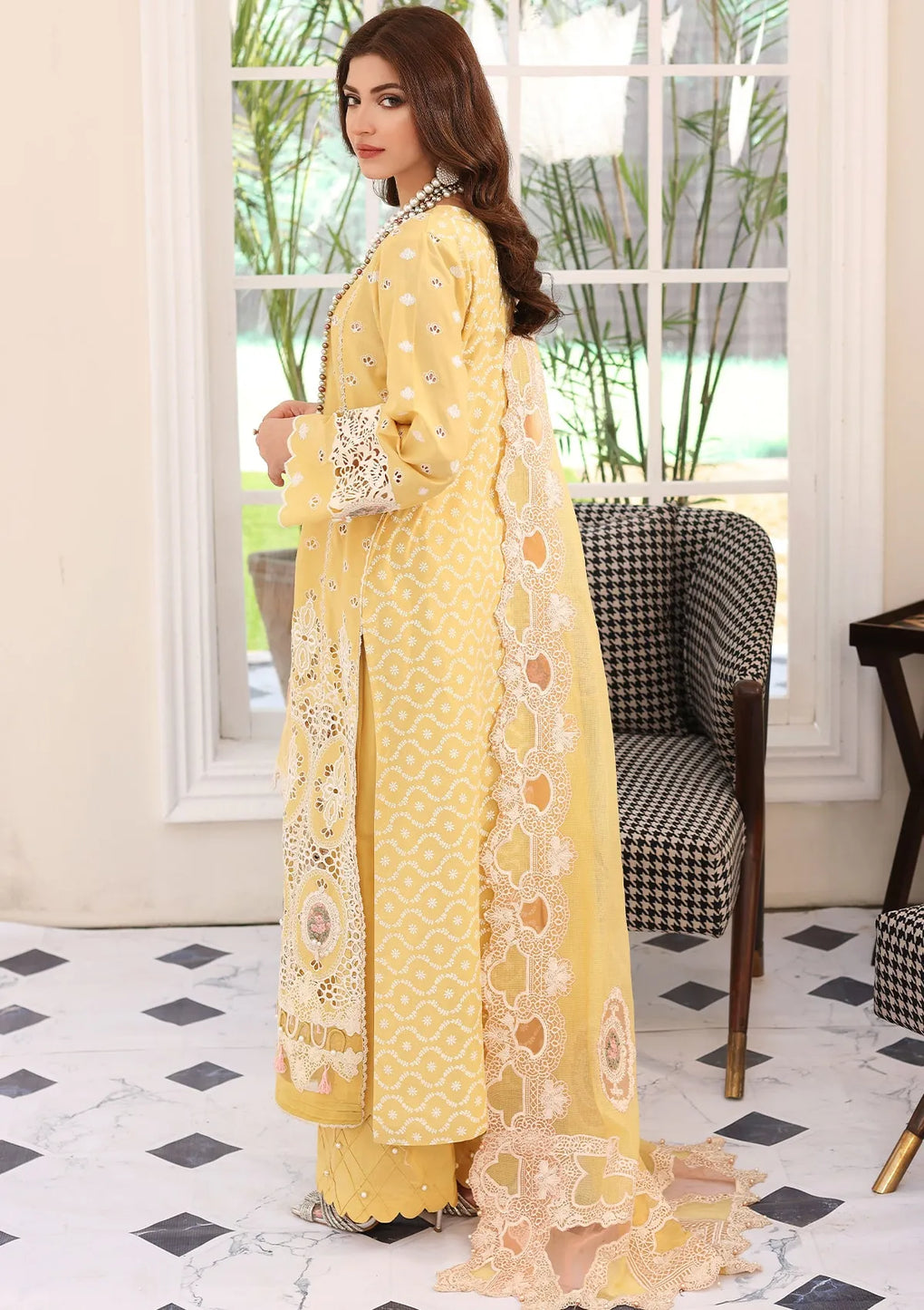 ELC-03A DAFFODIL | Elaf Festive Chikankari 2023 | ELAF Premium in UK USA UAE online kapraye.com