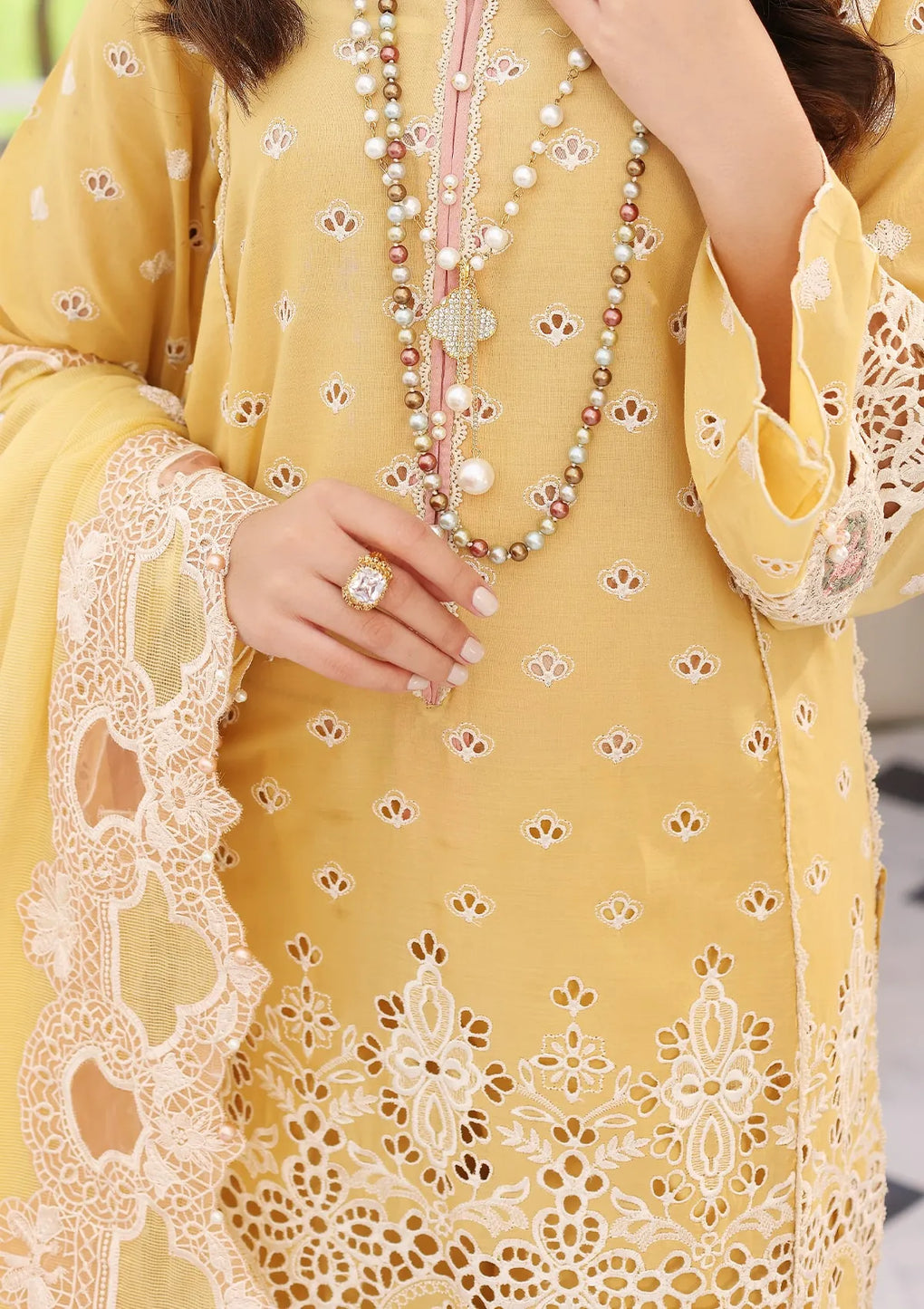 ELC-03A DAFFODIL | Elaf Festive Chikankari 2023 | ELAF Premium in UK USA UAE online kapraye.com