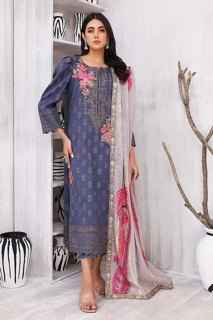 3-Pc charizma Embroidered Lawn Jacquard With Fancy Dupatta CBN23-06 | Bunnti | Charizma in UK USA UAE online kapraye.com